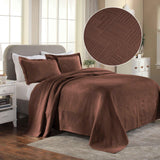 Lightweight Cotton Bedspread Sets 3-Piece Geometric Fret Jacquard Matelassé Scalloped