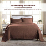 Lightweight Cotton Bedspread Sets 3-Piece Geometric Fret Jacquard Matelassé Scalloped