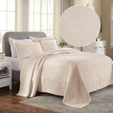 Lightweight Cotton Bedspread Sets 3-Piece Geometric Fret Jacquard Matelassé Scalloped