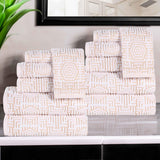 Cotton Modern Geometric Jacquard Plush Absorbent 12 Piece Towel Set
