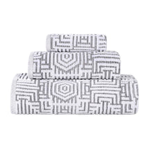 Cotton Modern Geometric Jacquard Plush Absorbent 3-Piece Towel Set