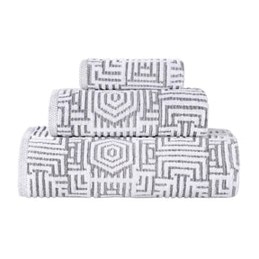 Cotton Modern Geometric Jacquard Plush Absorbent 3-Piece Towel Set