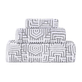 Cotton Modern Geometric Jacquard Plush Absorbent 3-Piece Towel Set