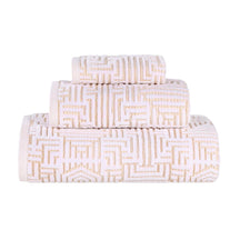 Cotton Modern Geometric Jacquard Plush Absorbent 3-Piece Towel Set