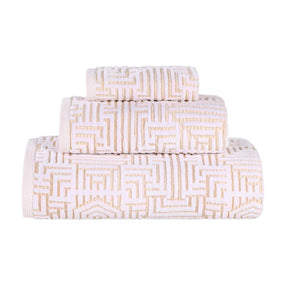 Cotton Modern Geometric Jacquard Plush Absorbent 3-Piece Towel Set