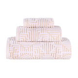 Cotton Modern Geometric Jacquard Plush Absorbent 3-Piece Towel Set