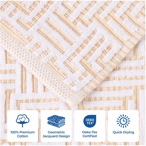 Cotton Modern Geometric Jacquard Plush Absorbent 3-Piece Towel Set