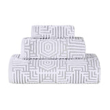 Cotton Modern Geometric Jacquard Plush Absorbent 3-Piece Towel Set