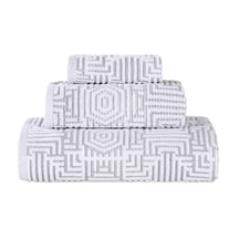 Cotton Modern Geometric Jacquard Plush Absorbent 3-Piece Towel Set