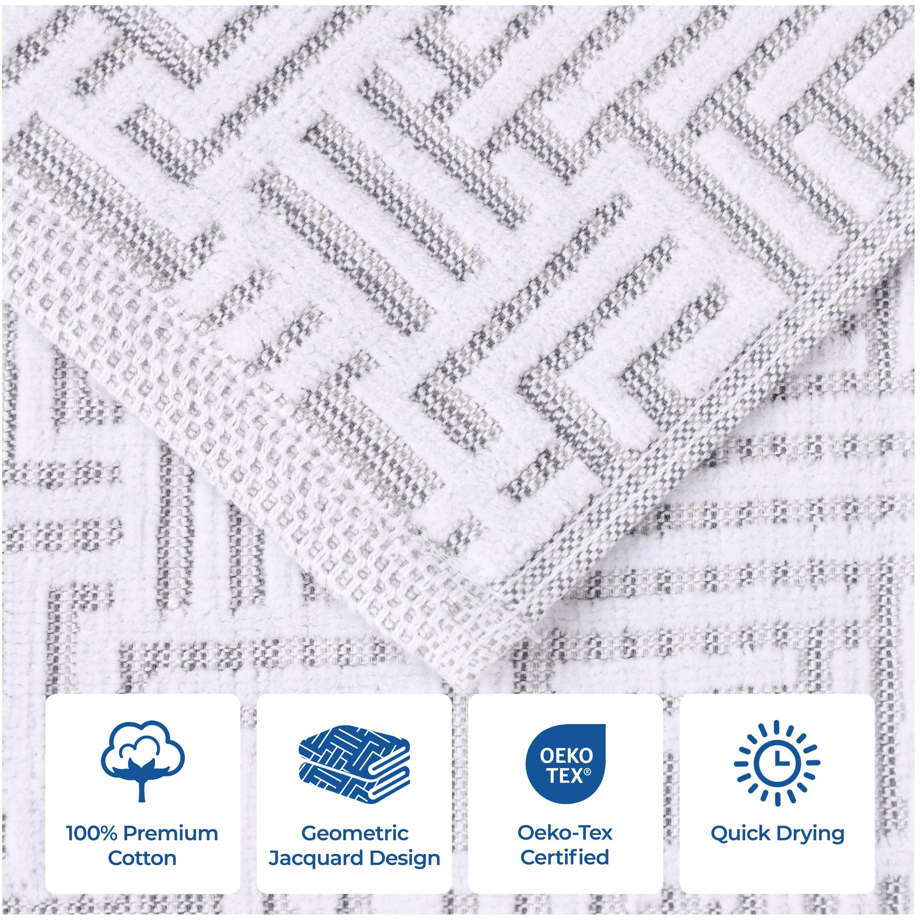 Cotton Modern Geometric Jacquard Plush Absorbent 3-Piece Towel Set