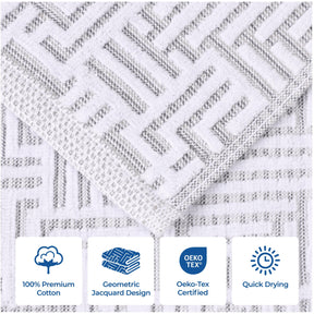 Cotton Modern Geometric Jacquard Plush Absorbent 3-Piece Towel Set