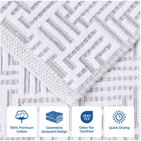 Cotton Modern Geometric Jacquard Plush Absorbent 3-Piece Towel Set