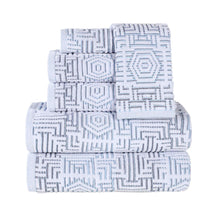 Cotton Modern Geometric Jacquard Plush Absorbent 6 Piece Towel Set