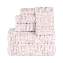 Cotton Modern Geometric Jacquard Plush Absorbent 6 Piece Towel Set