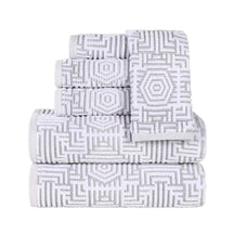 Cotton Modern Geometric Jacquard Plush Absorbent 6 Piece Towel Set