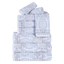 Cotton Modern Geometric Jacquard Plush Absorbent 9 Piece Towel Set