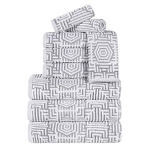 Cotton Modern Geometric Jacquard Plush Absorbent 9 Piece Towel Set