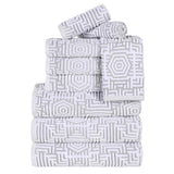 Cotton Modern Geometric Jacquard Plush Absorbent 9 Piece Towel Set