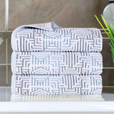 Cotton Modern Geometric Jacquard Plush Absorbent Bath Towel Set of 3