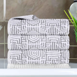 Cotton Modern Geometric Jacquard Plush Absorbent Bath Towel Set of 3