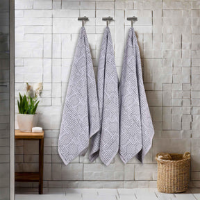 Cotton Modern Geometric Jacquard Plush Absorbent Bath Towel Set of 3