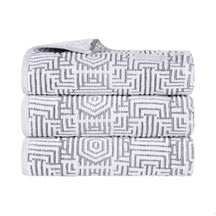 Cotton Modern Geometric Jacquard Plush Absorbent Bath Towel Set of 3