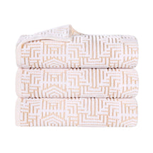 Cotton Modern Geometric Jacquard Plush Absorbent Bath Towel Set of 3