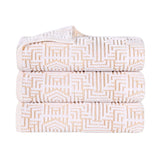 Cotton Modern Geometric Jacquard Plush Absorbent Bath Towel Set of 3