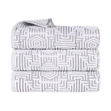 Cotton Modern Geometric Jacquard Plush Absorbent Bath Towel Set of 3