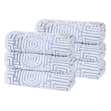 Cotton Modern Geometric Jacquard Plush Absorbent Hand Towel Set of 6