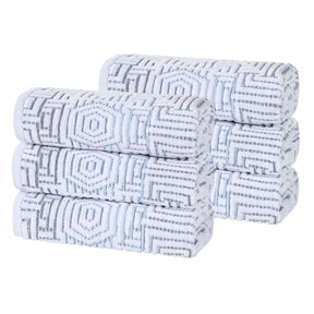 Cotton Modern Geometric Jacquard Plush Absorbent Hand Towel Set of 6