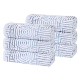 Cotton Modern Geometric Jacquard Plush Absorbent Hand Towel Set of 6