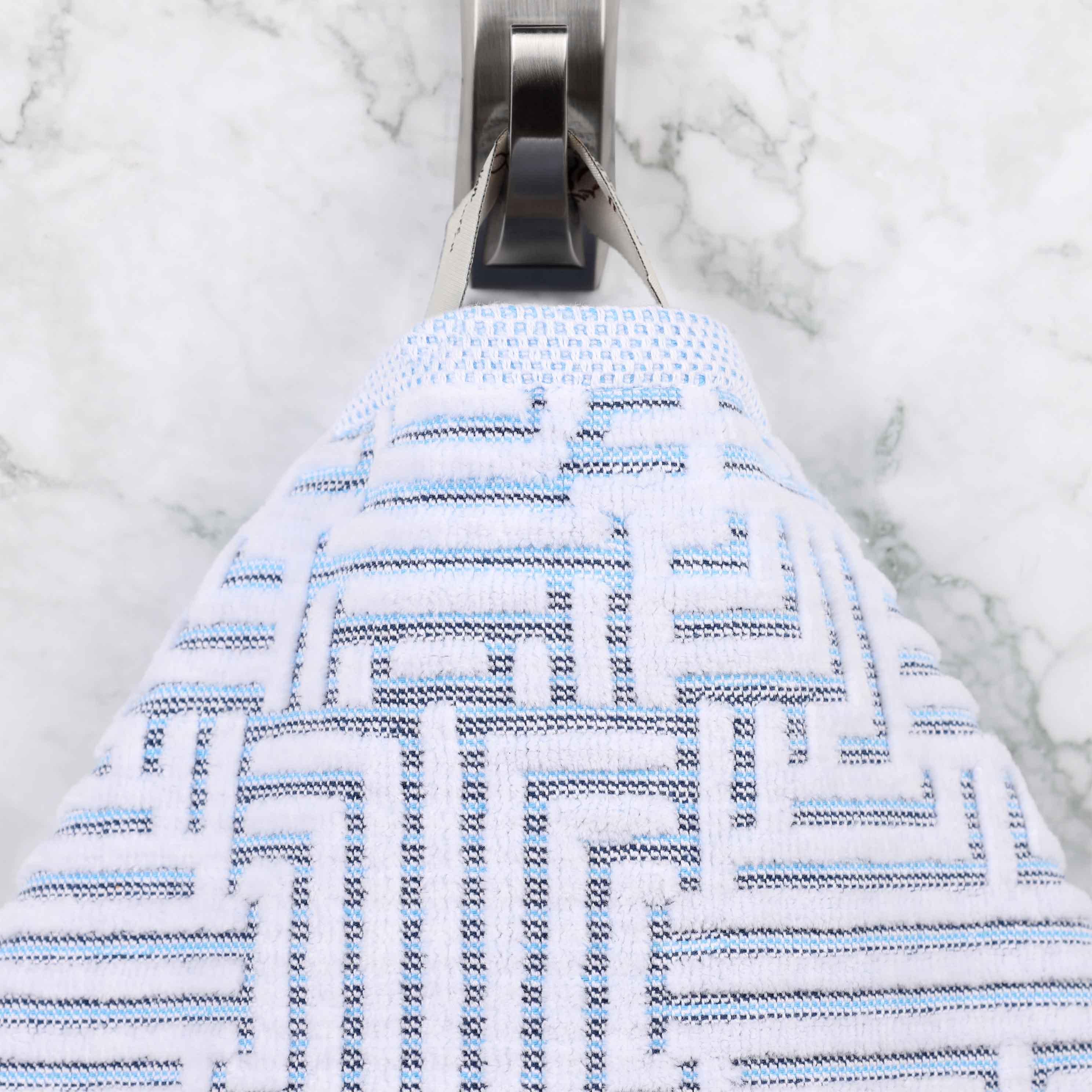 Cotton Modern Geometric Jacquard Plush Absorbent Hand Towel Set of 6