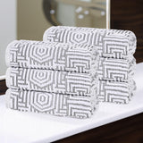 Cotton Plush Hand Towels 6-Piece Jasper Geometric Jacquard