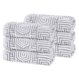 Cotton Modern Geometric Jacquard Plush Absorbent Hand Towel Set of 6