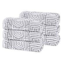 Cotton Modern Geometric Jacquard Plush Absorbent Hand Towel Set of 6