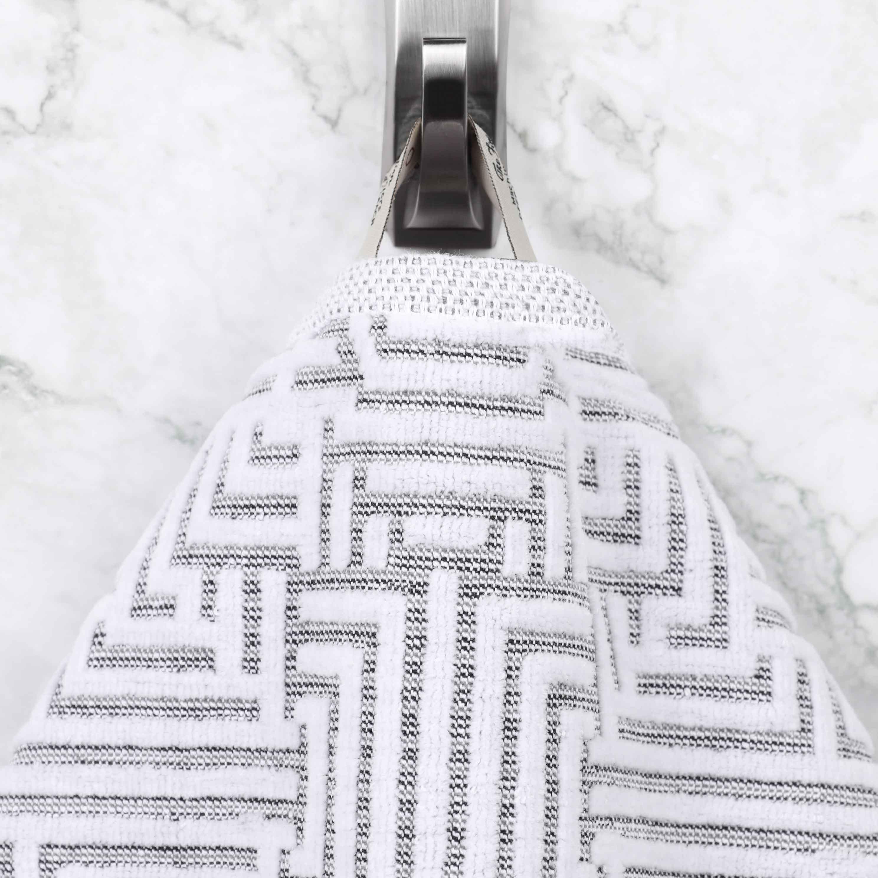 Cotton Modern Geometric Jacquard Plush Absorbent Hand Towel Set of 6