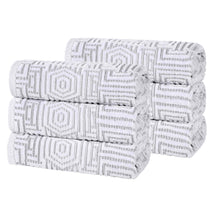 Cotton Modern Geometric Jacquard Plush Absorbent Hand Towel Set of 6