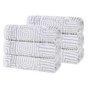 Cotton Modern Geometric Jacquard Plush Absorbent Hand Towel Set of 6