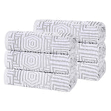 Cotton Modern Geometric Jacquard Plush Absorbent Hand Towel Set of 6