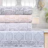 Cotton Modern Geometric Jacquard Plush Absorbent Hand Towel Set of 6
