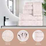 Cotton Modern Geometric Jacquard Plush Absorbent Hand Towel Set of 6