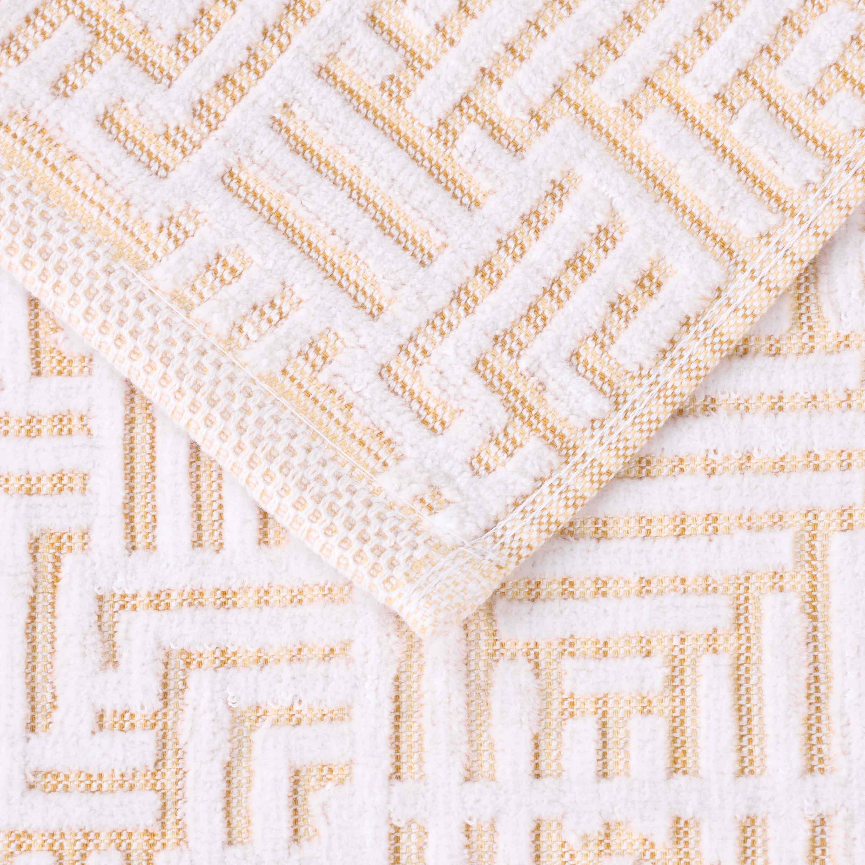 Cotton Modern Geometric Jacquard Plush Absorbent Hand Towel Set of 6