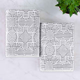 Cotton Modern Geometric Jacquard Plush Bath Sheet Set of 2