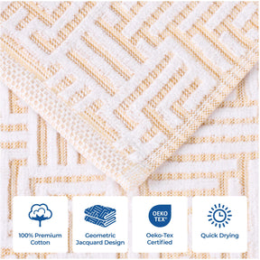 Cotton Modern Geometric Jacquard Plush Bath Sheet Set of 2