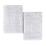 Cotton Modern Geometric Jacquard Plush Bath Sheet Set of 2