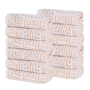 Cotton Modern Geometric Jacquard Plush Face Towel Washcloth Set of 12