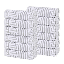 Cotton Modern Geometric Jacquard Plush Face Towel Washcloth Set of 12