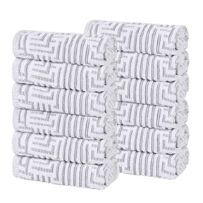 Cotton Modern Geometric Jacquard Plush Face Towel Washcloth Set of 12