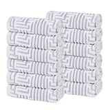 Cotton Modern Geometric Jacquard Plush Face Towel Washcloth Set of 12